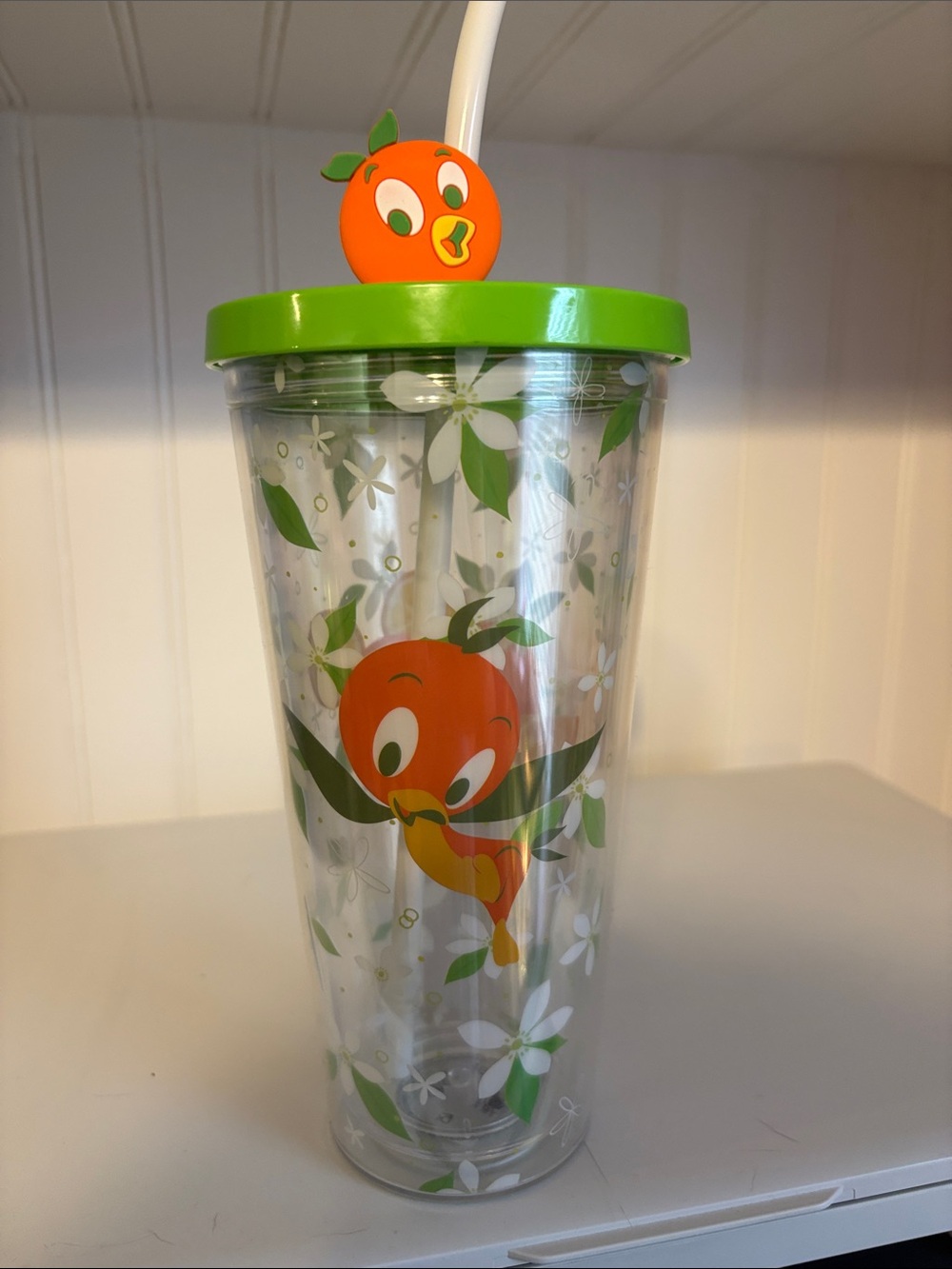 Disney Clear Tumbler with Bright Lime Green Lid and Straw